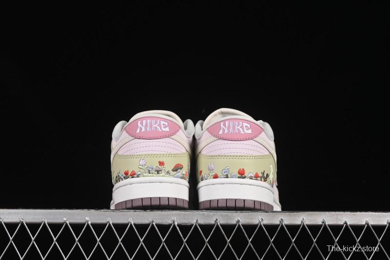 Nike Dunk Low Mushroom Floral-Themed Low-Top Casual Skate Shoes - IB8876-661