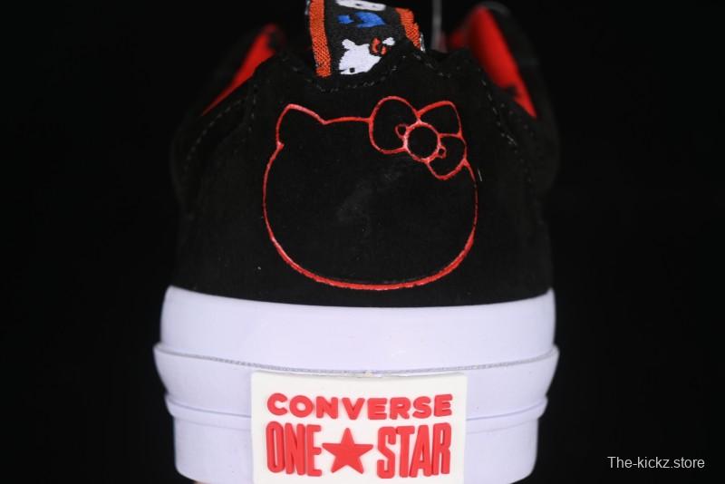 Converse One Star Low Top Casual Sneakers with Hello Kitty Collaboration - Pink Star and Embroidered Bow Design - 163904C