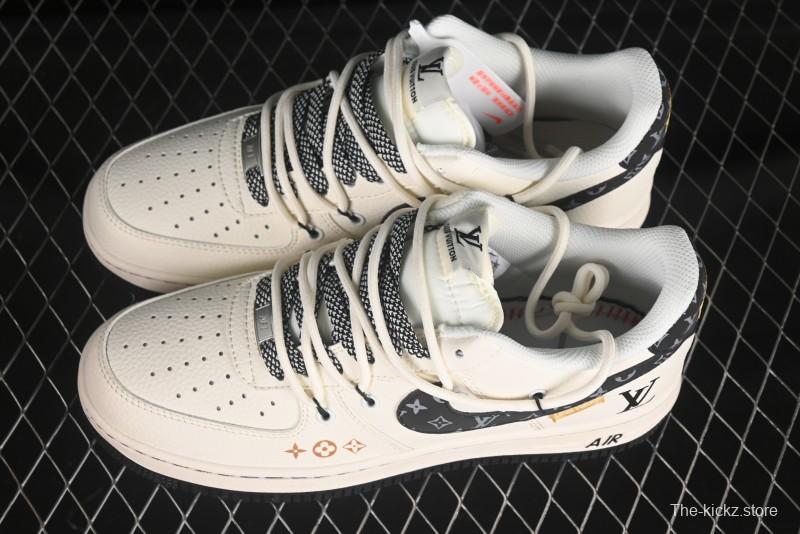 Nike Air Force 1 '07 Low LV Collaboration Blue Swoosh Drawstring Casual Sneakers - DM6868-061