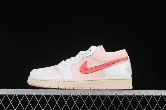 Nike Air Jordan 1 Low AJ1 White Pink Low-Top Casual Lifestyle Sneakers - IB8156-133