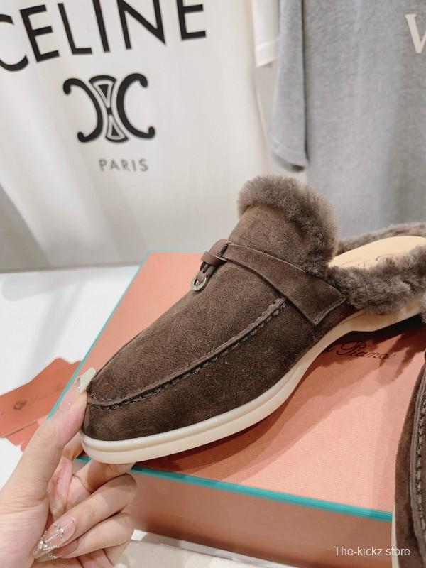 2024 Women LP Brown Suede Shearling Loafers MJ00300