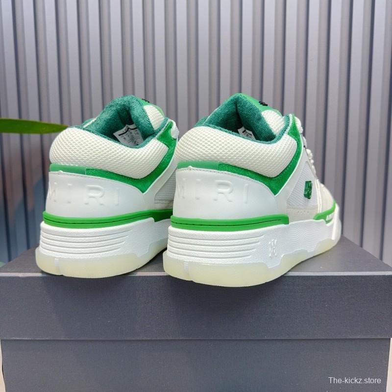 2024 Unisex Amiri White Green Leather Mesh Sneakers MJ00360