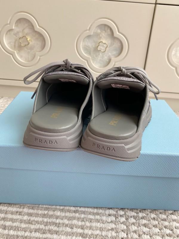 2025 Women Prada Grey Suede Nylon Sneakers LY00290