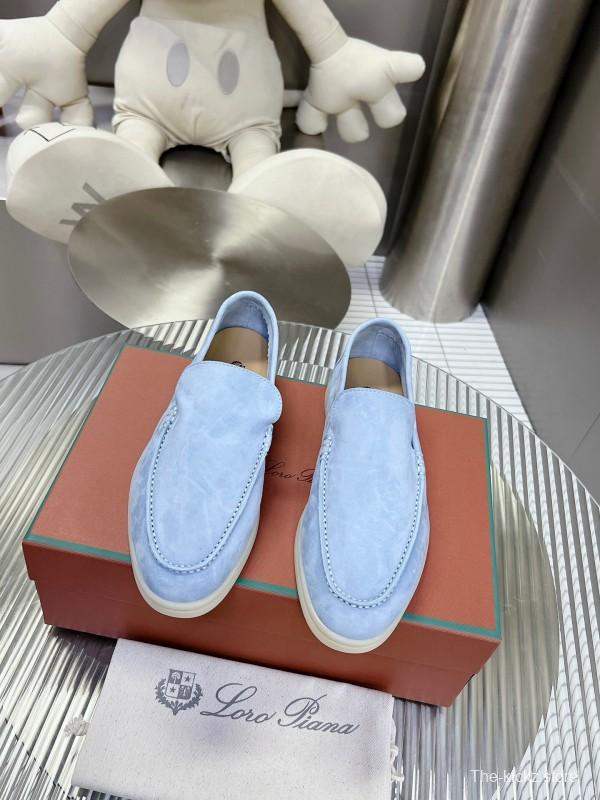 2025 Women LP Light Blue Suede Loafers LY00260