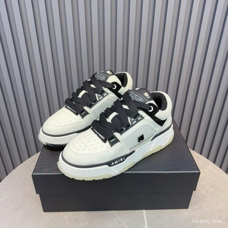 2024 Unisex Amiri Black White Leather Sneakers MJ00360