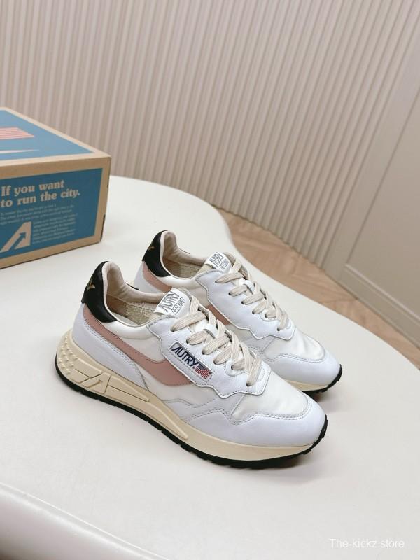 2024 Women Autry White Pink Beige Leather Mesh Casual Sneakers MJ00330
