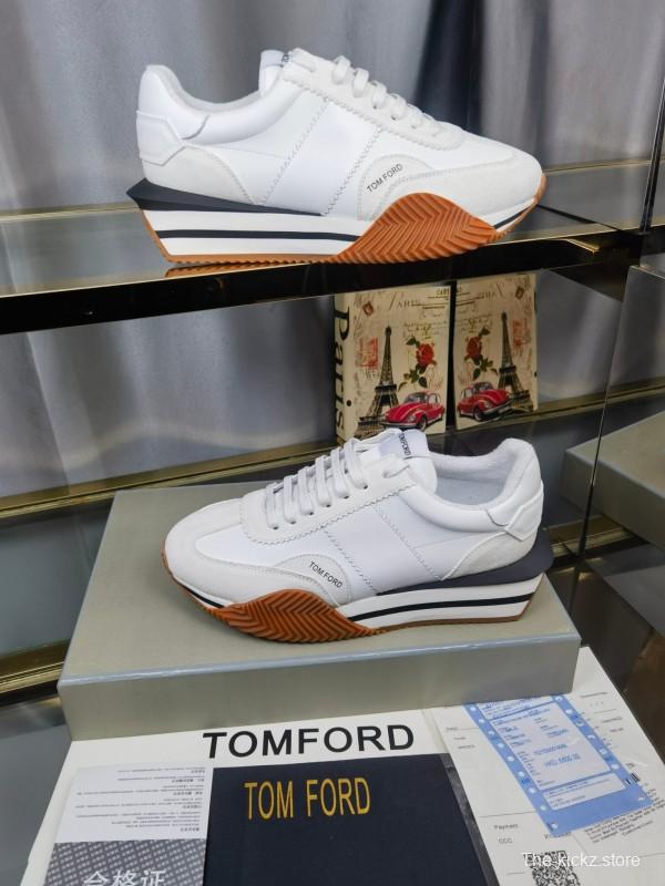 2025 Unisex TOM FORD White Leather Suede Sneakers LY00360(F)/LY00370(M)