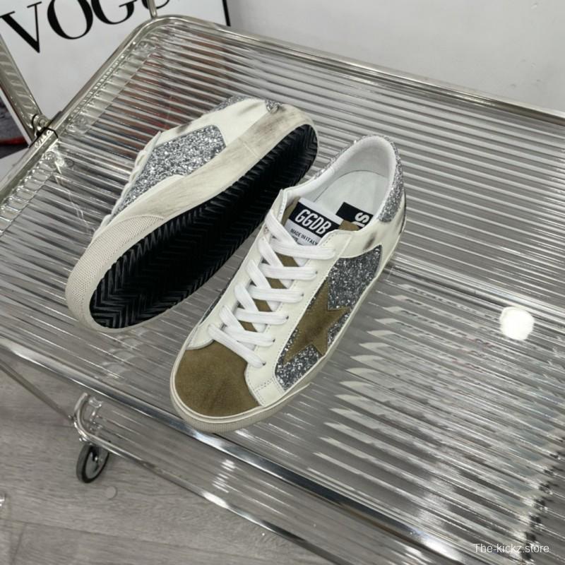 2025 Women GGDB Silver White Suede Leather Sneakers