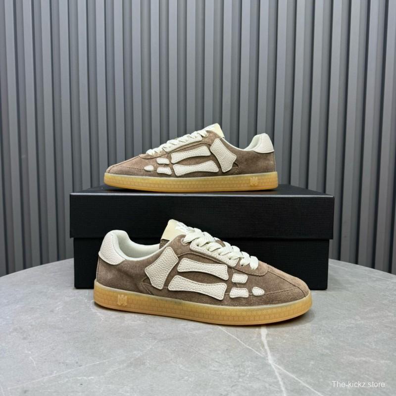 2024 Unisex Amiri Beige White Suede Leather Sneakers MJ00300