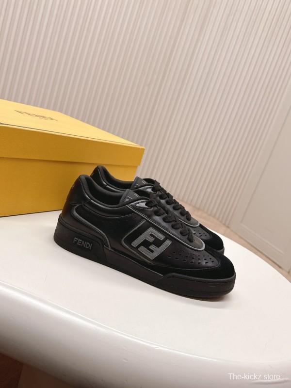 2025 Men Fendi Black Leather Sneakers LY00360(M)