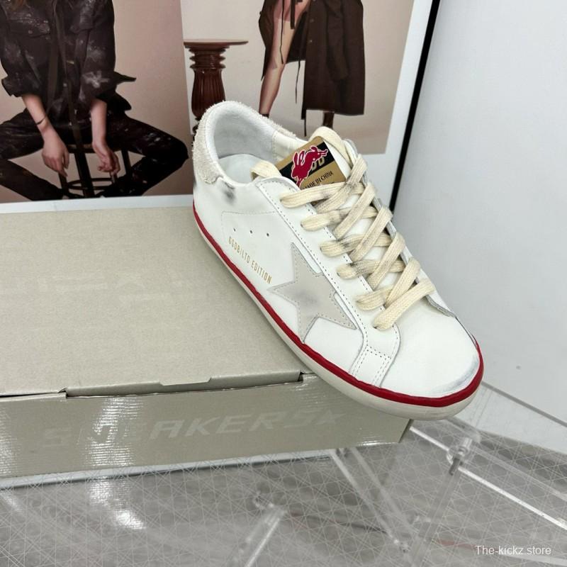 2025 Unisex GGDB White Red Original Leather Sneakers