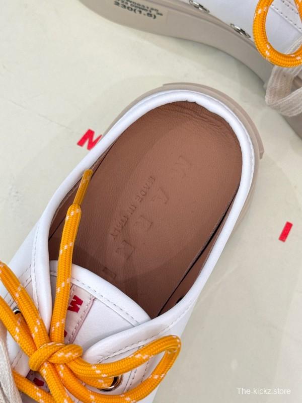 2025 Women Yves Saint Laurent White Leather Low-Top Platform Sneakers Yellow Laces Casual Chic YSL1234 (F)