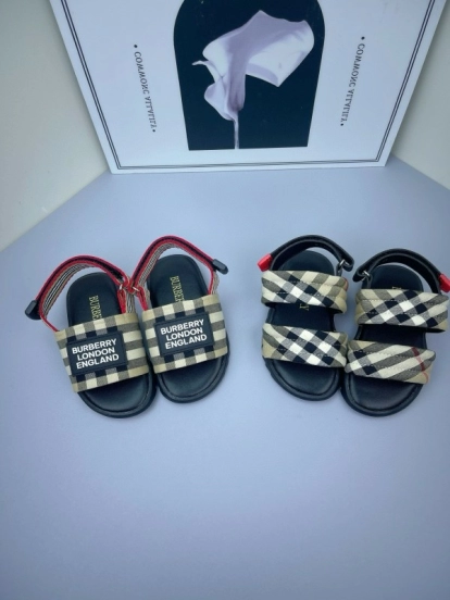 2025 Kids Burberry Beige Black Check Cotton Sandals