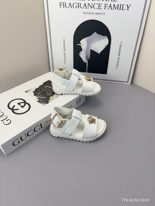 2025 Kids Versace Black White Leather Sandals