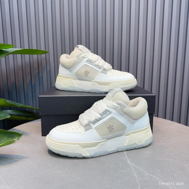 2024 Unisex Amiri White Mesh Leather Sneakers MJ00360