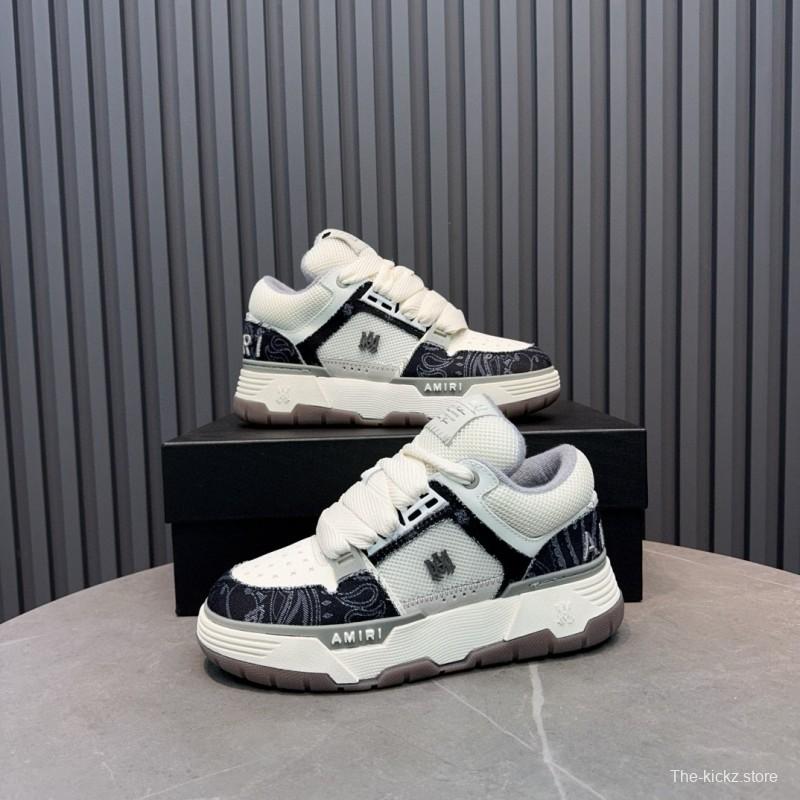 2024 Unisex Amiri White Black Leather Sneakers MJ00360