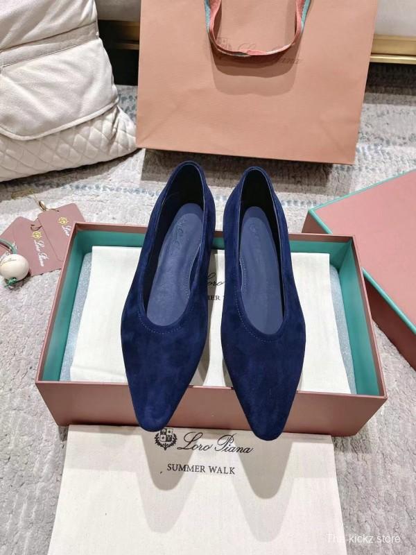 2025 Women LP Navy Suede Ballet Flats