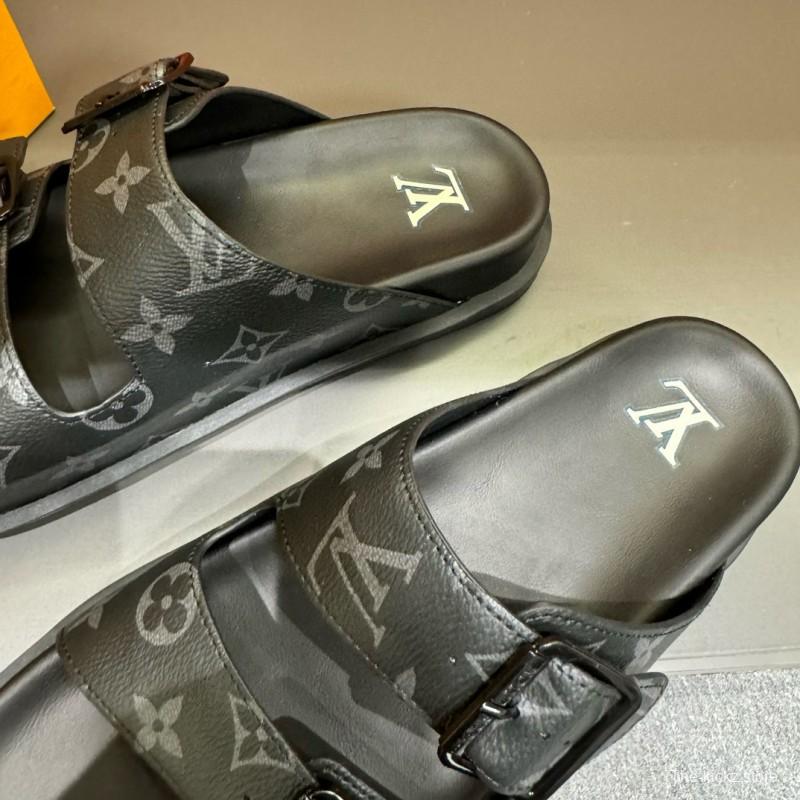 2024 Louis Vuitton Black Leather Slippers MJ00210