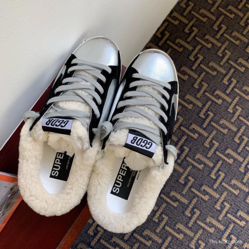 2024 Slippers GGDB White Black Leather Shearling Slippers MJ00280