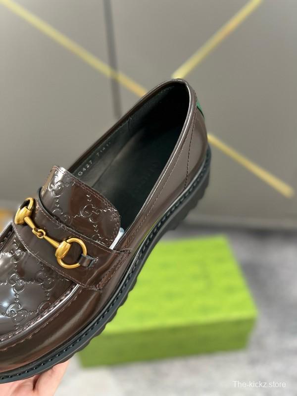 2024 Women Gucci Black Calf Leather Loafers MJ00300