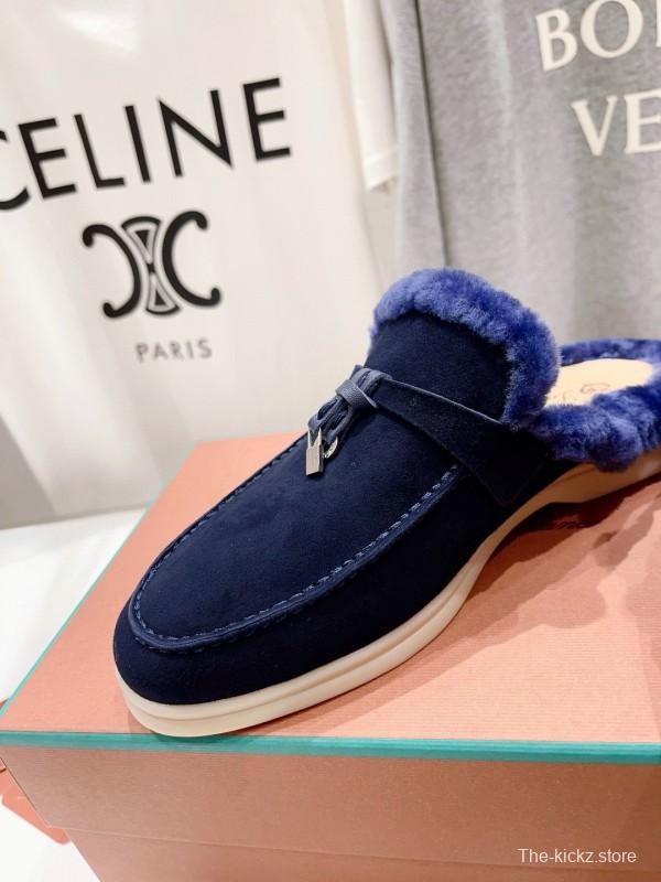 2024 Slippers LP Navy Shearling Loafers MJ00300