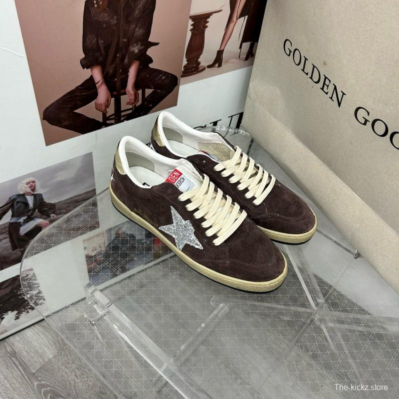2024 Unisex GGDB Brown Silver Suede Leather Sneakers MJ00260