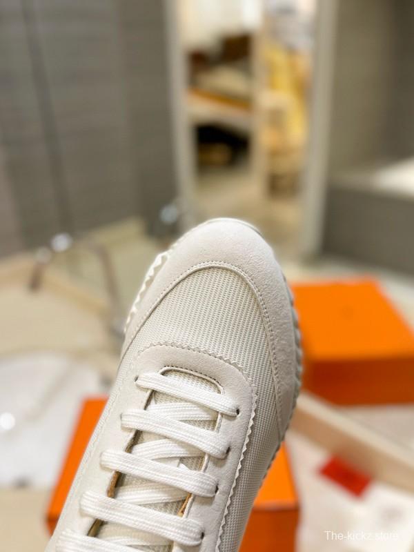 2024 Unisex Hermès white red leather sneakers