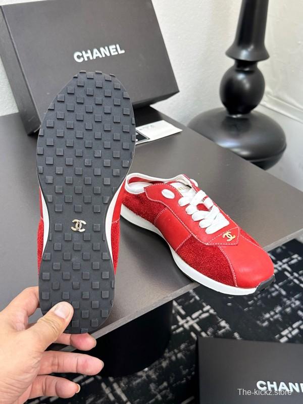 2025 Women Chanel Red Leather Casual Sneakers Fashion Craft LY00360(F)