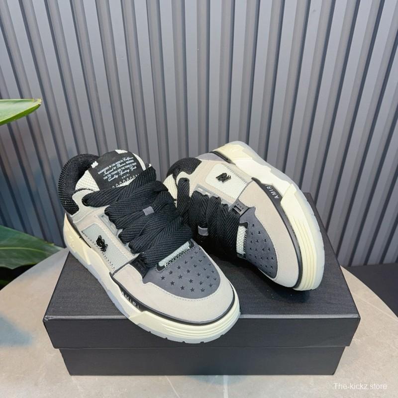 2024 Unisex Amiri Black White Grey Leather Mesh Sneakers MJ00360