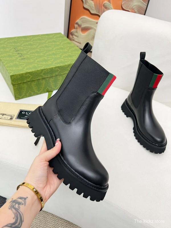 2024 Women Gucci Black Leather Boots MJ00340