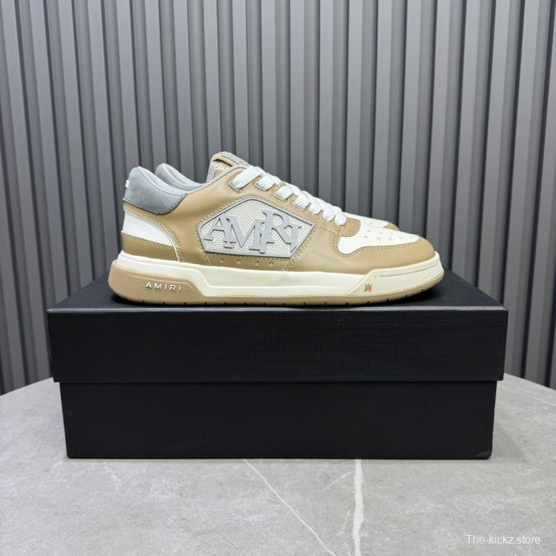 2025 Unisex Amiri Beige White Leather Sneakers MJ00360