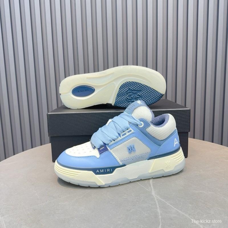 2024 Unisex Amiri Blue White Mesh Leather Sneakers MJ00360