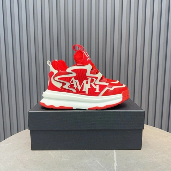 2024 Men Amiri Red White Leather Sneakers MJ00400