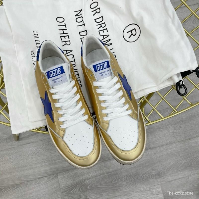 2024 Unisex GGDB Gold Blue White Leather Sneakers MJ00260