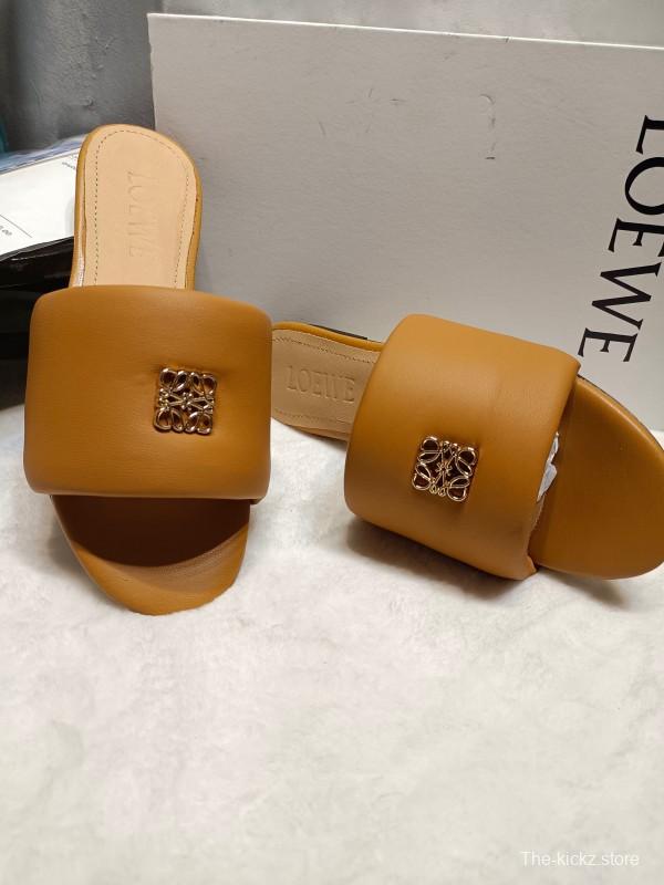 2025 Women Loewe Tan Leather Slippers LY00260