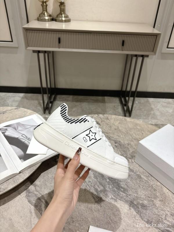2025 Women Dior White Leather Sneakers Star Detailing KFY00330