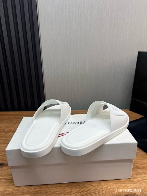 2025 Dolce & Gabbana White Rubber Slippers