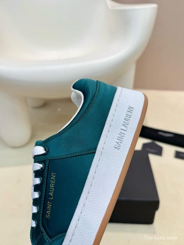 2024 Unisex Yves Saint Laurent Green Satin Casual Sneakers