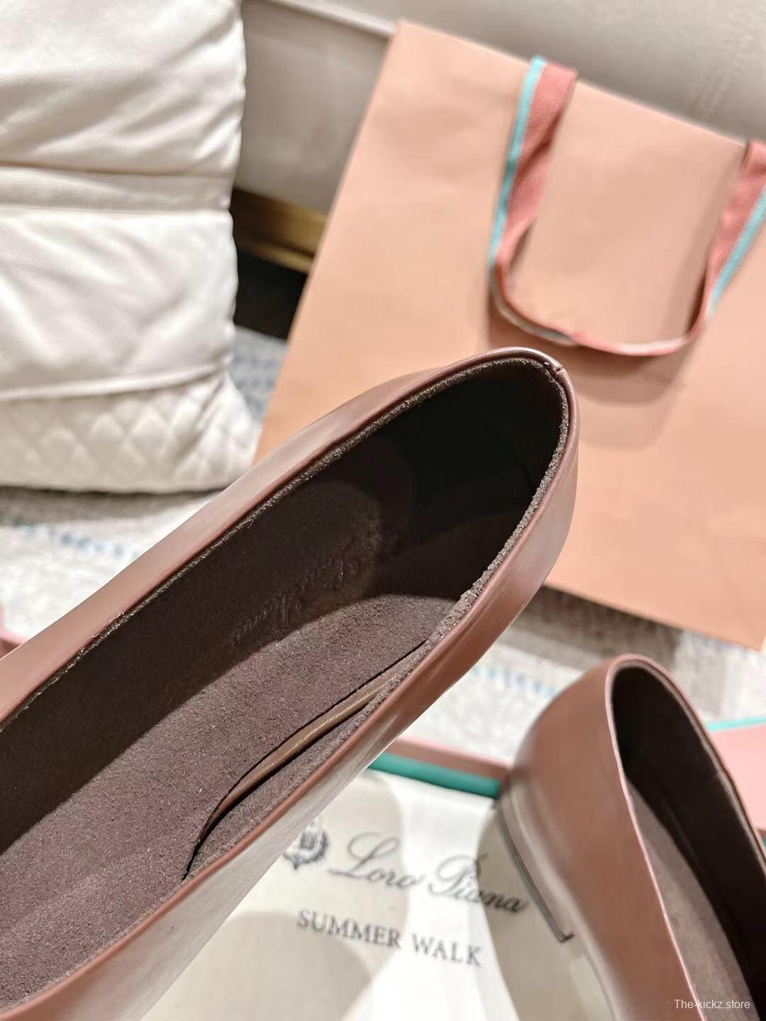 2025 Women Le Parmentier Brown Leather Ballet Flats LY00300