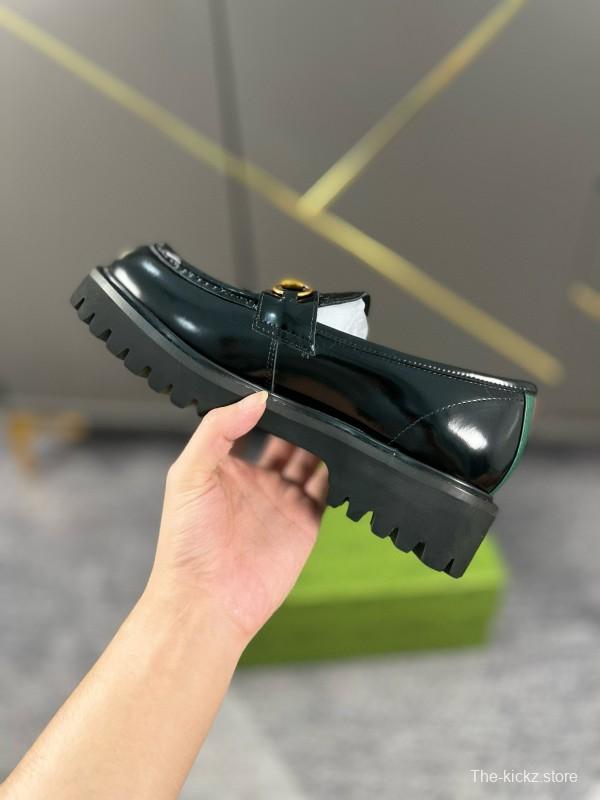 2024 Women Gucci Black Leather Formal Shoes MJ00300