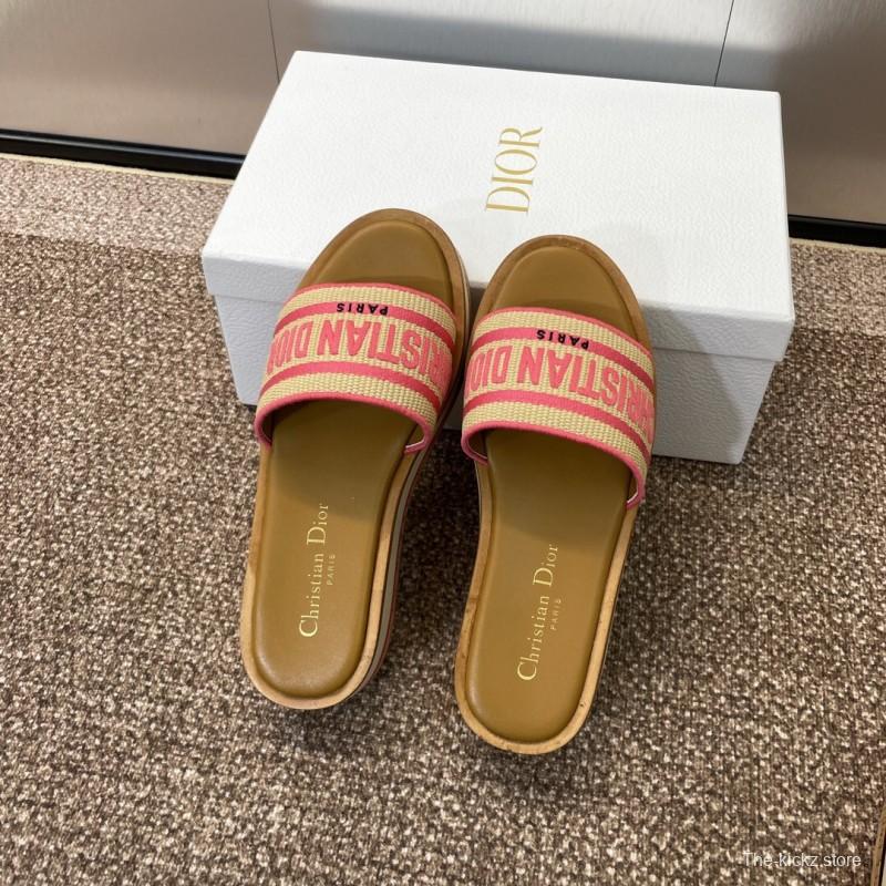 2025 Slippers Dior Pink Canvas Slide