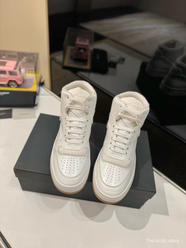 2024 Men Yves Saint Laurent white leather high top sneakers MJ00390