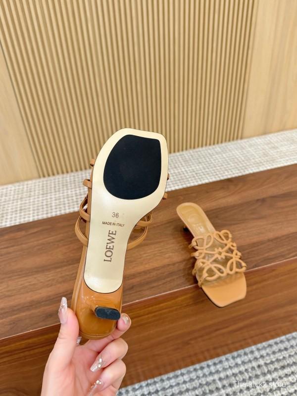 2025 Women Loewe Beige Leather Sandals LY00250