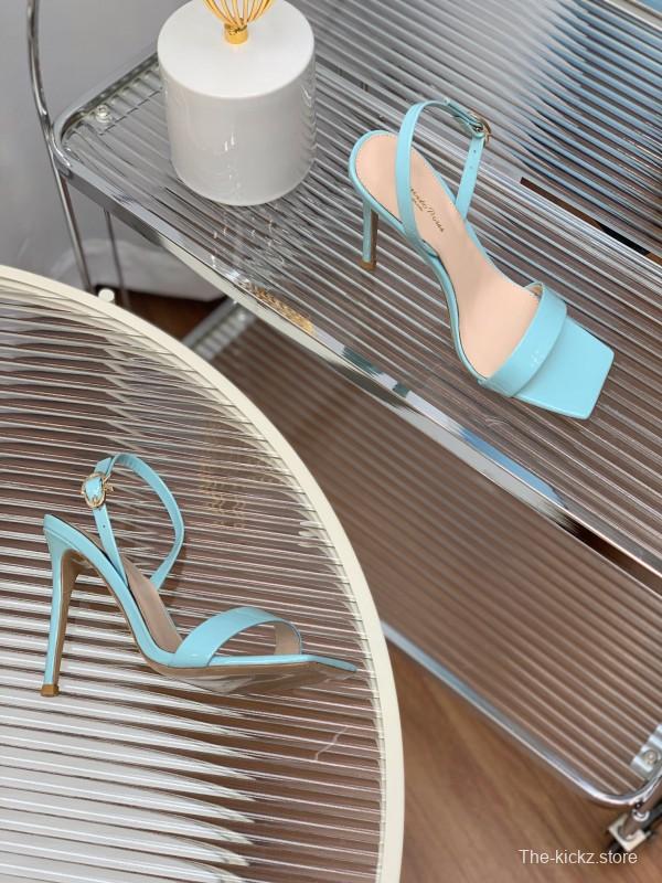 2025 Women Gianvito Rossi Light Blue Patent Leather High Heel Sandals