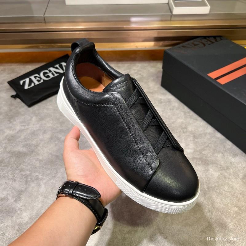 2024 Men Ermenegildo Zegna Black Calfskin Sneakers