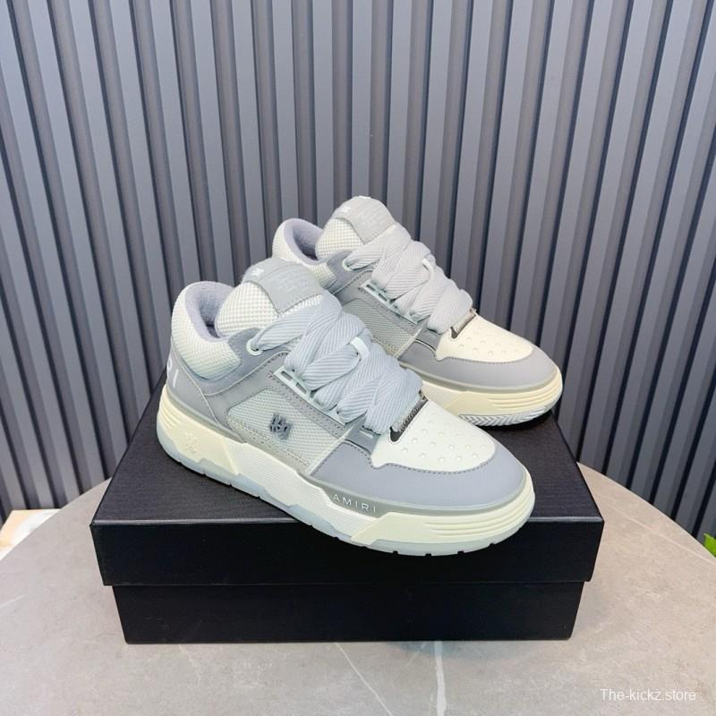 2024 Unisex Amiri Grey White Leather Suede Sneakers MJ00360