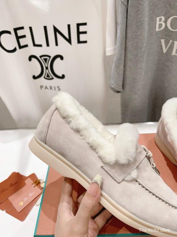 2024 Women LP white suede shearling loafers MJ00300F