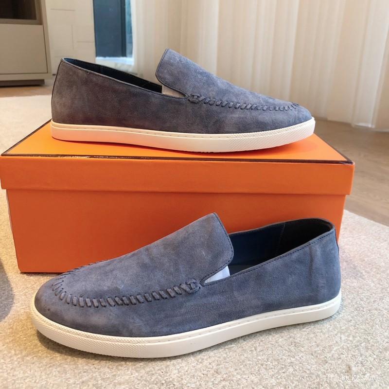 2025 Unisex Hermes Blue Suede Plimsolls AS00380