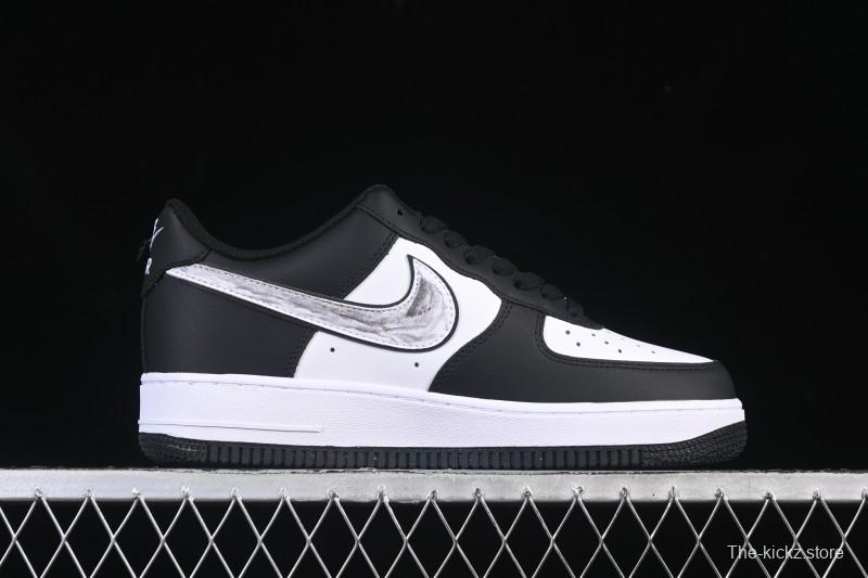 Nike Air Force 1'07 Low Black White Cracked Leather Casual Sneakers - ZH0316-118