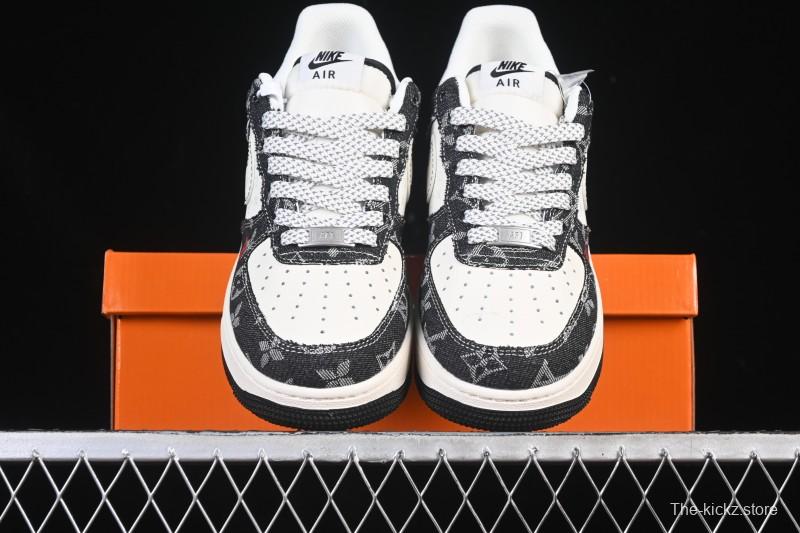 Nike Air Force 1 '07 Low LV Collaboration Denim Beige Black Stitching Casual Sneakers - MZ9588-815